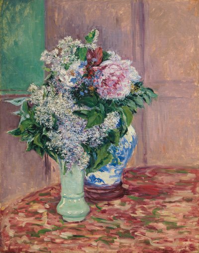Lilacs and Peonies in Two Vases by Gustave Caillebotte